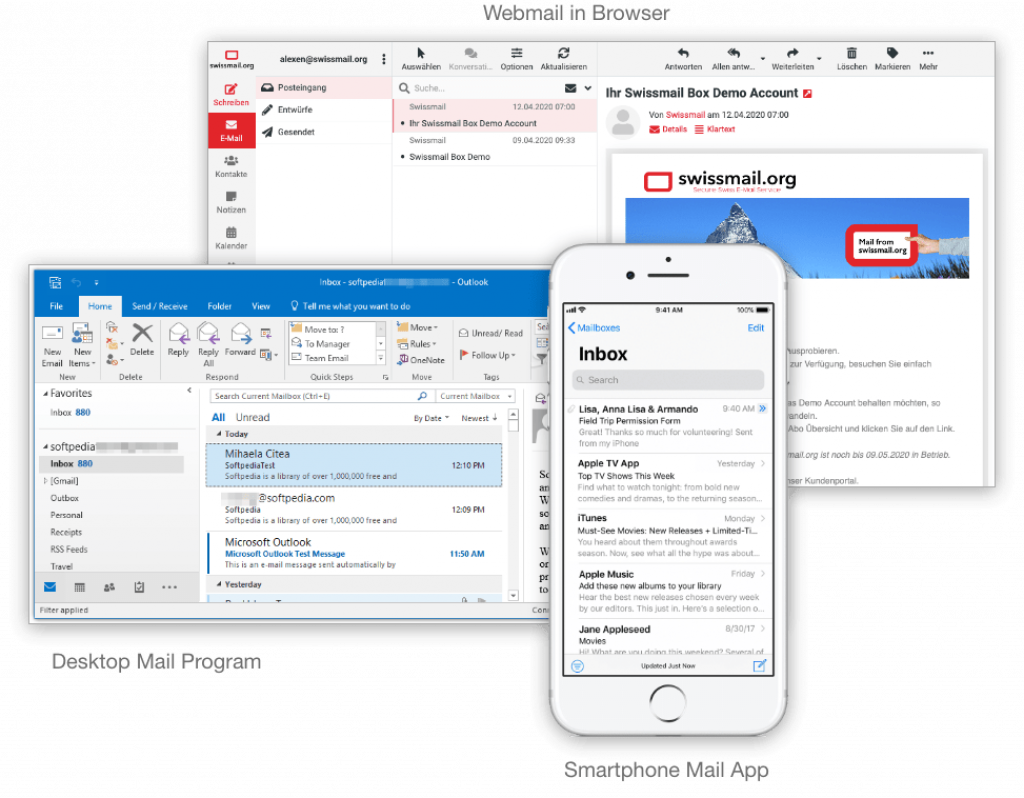 Webmail on PCs, Tablets und Smartphones